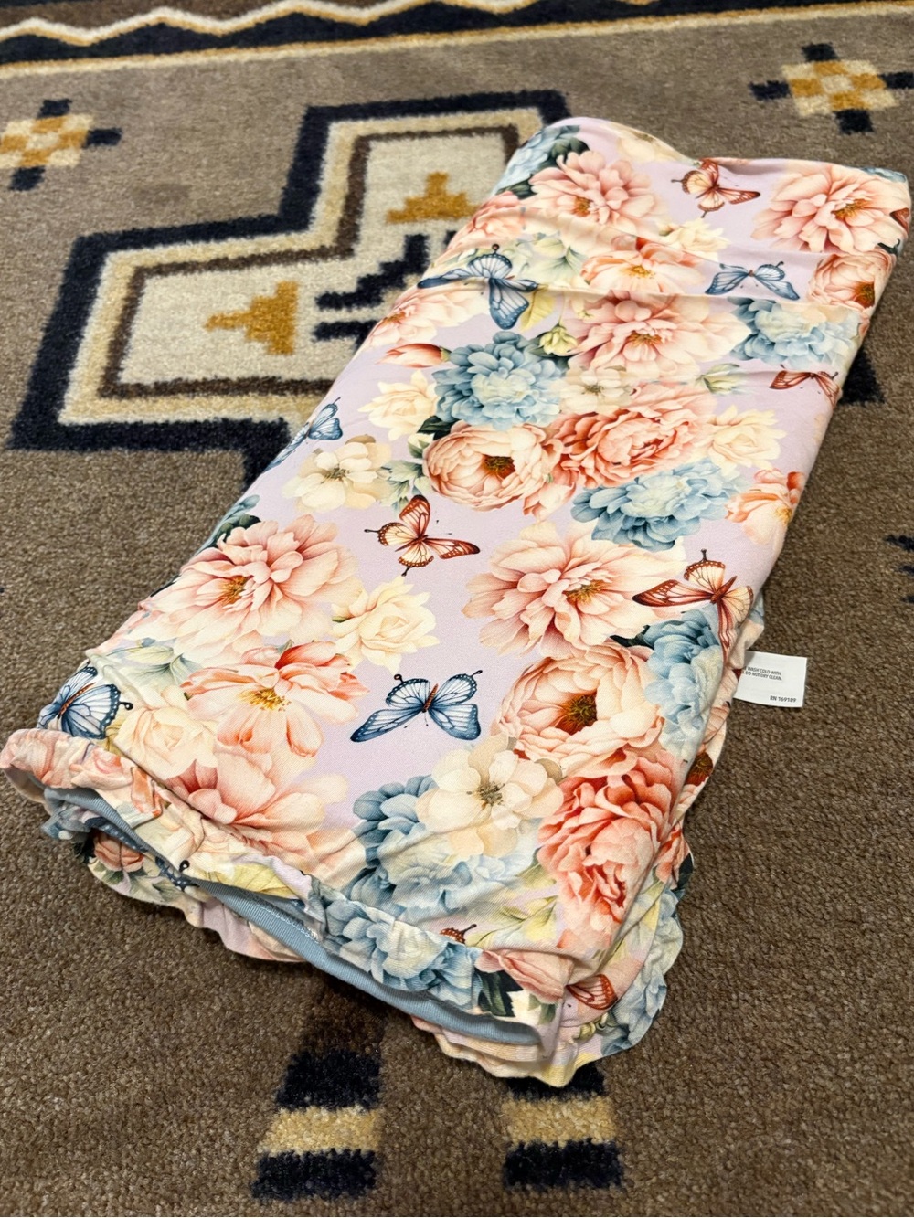 Posh Peanut Floral Butterly Ruffled Hooded Towel